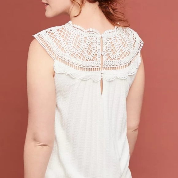 ❤️ ANTHROPOLOGIE MEADOW RUE SIERRA CROCHETED SLEEVELESS BOHO TOP, XS - Picture 3 of 11